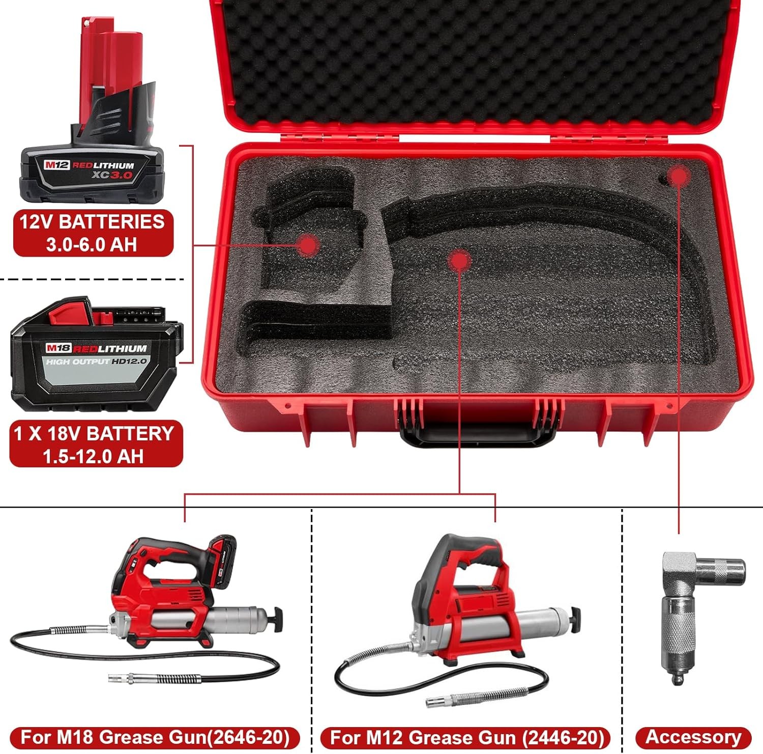 Hard Shell Case for Milwaukee Grease Gun | Fits M18(2646-20) /…