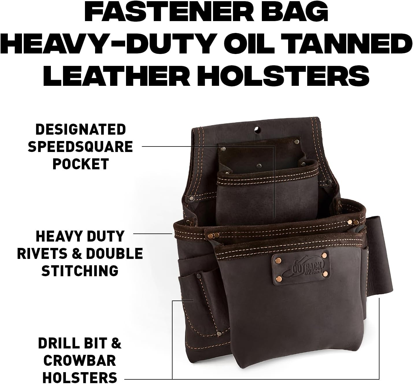 Pro Full Grain Leather Tool Pouches – Made with Double Stitching and Rivet Reinf