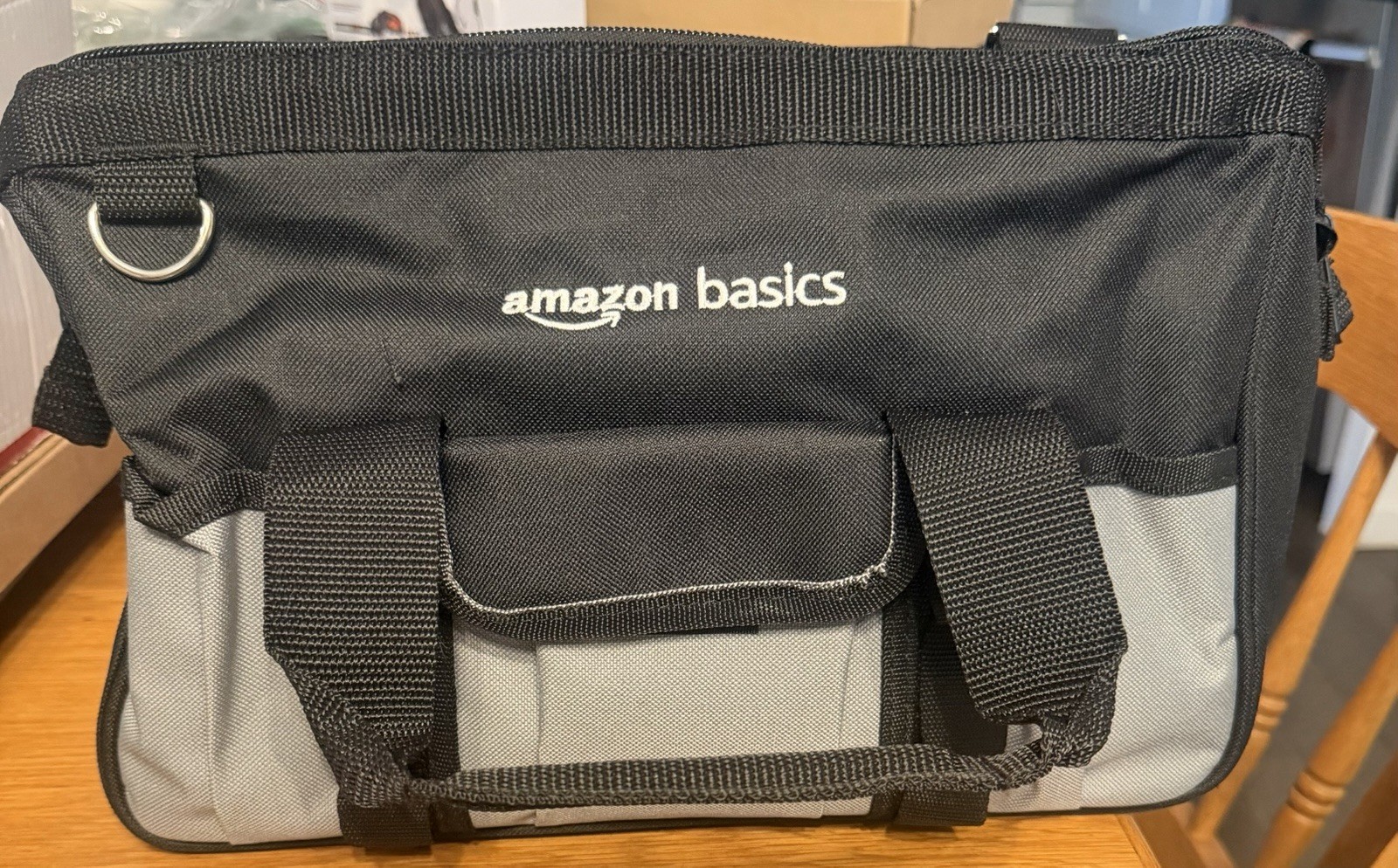 AmazonBasics Black/Gray Zippered Tool Bag Carry Case With Handle, 1 Item