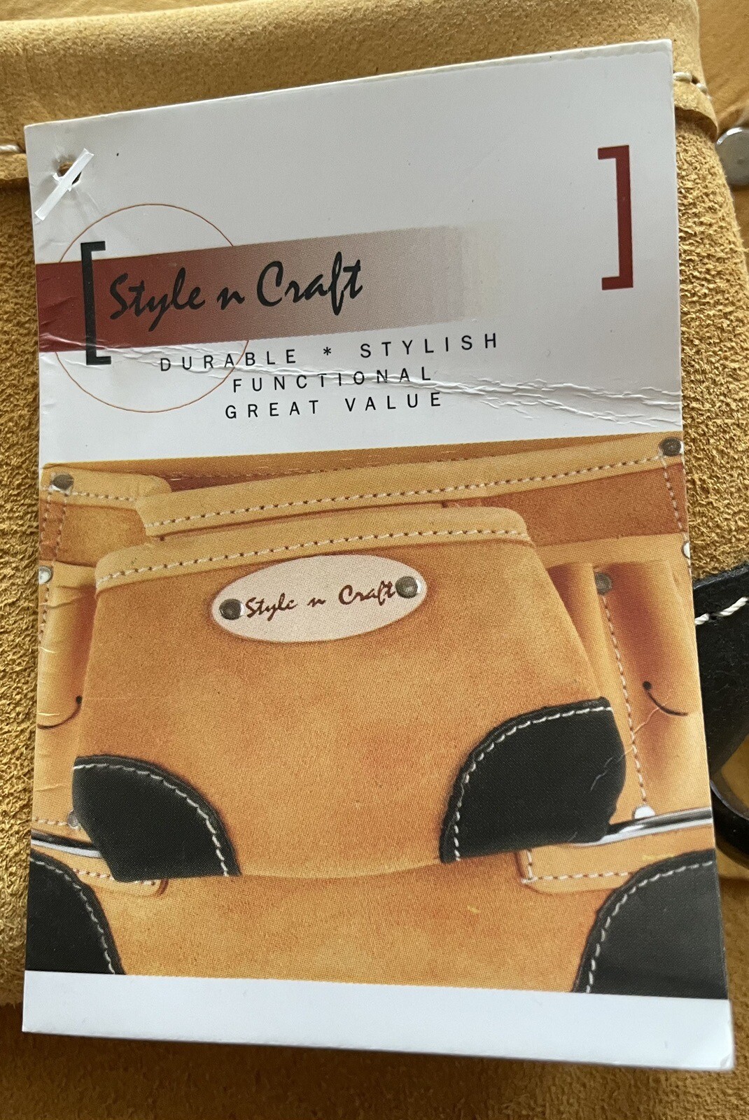 Style N Craft Full Grain Leather Tool Belt Style #93428 Yellow and Black NEW