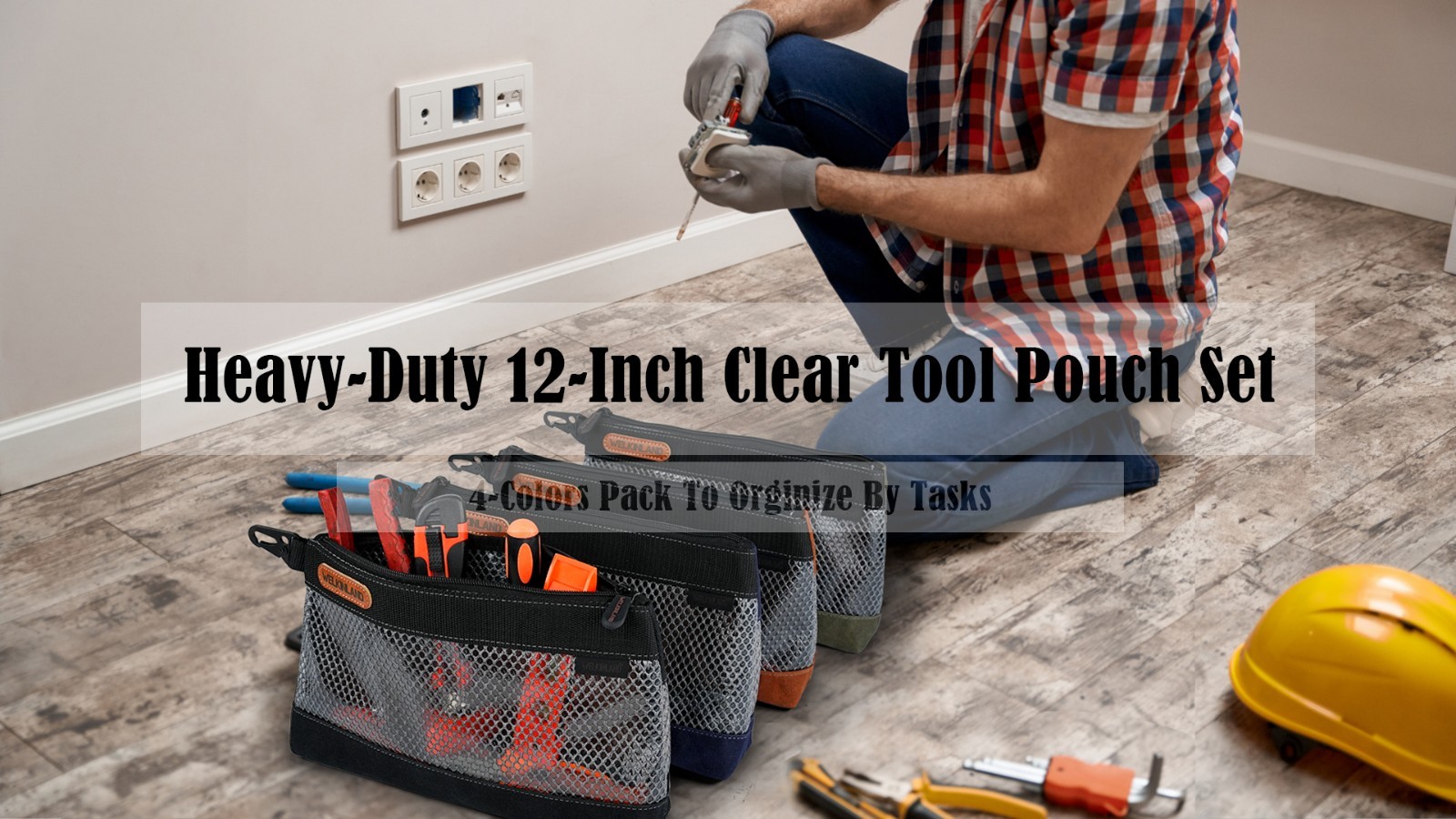 Waxed Canvas Tool Pouch 12 Inch See Through Zipper Bag 4 Pack Heavy Duty Tear