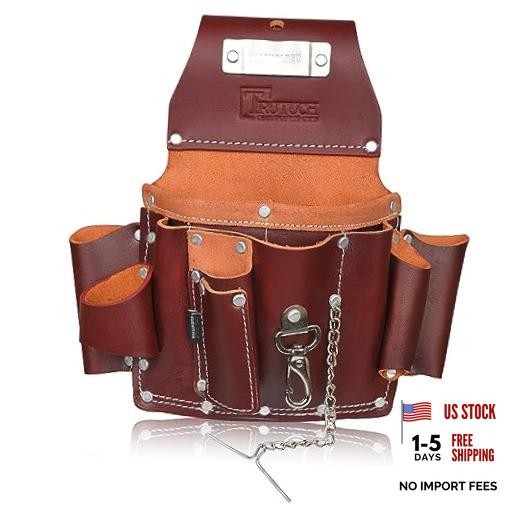 Grain Leather Electrician Tool Pouch | Carpenter Tool Pouch | Maroon