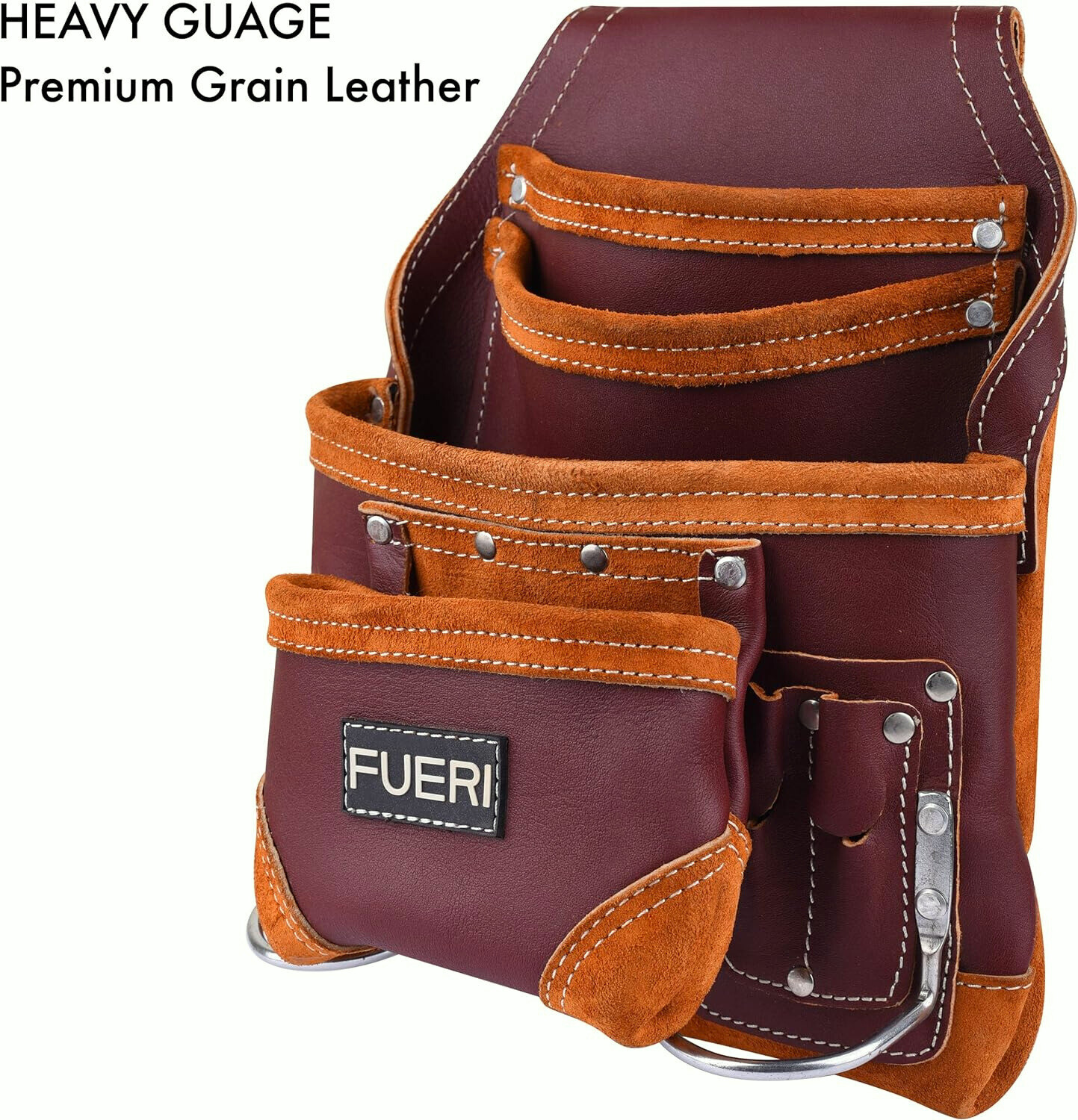 Leather Tool Pouch 10 Pocket Carpenters Electricians Framers Handyman Tool bag