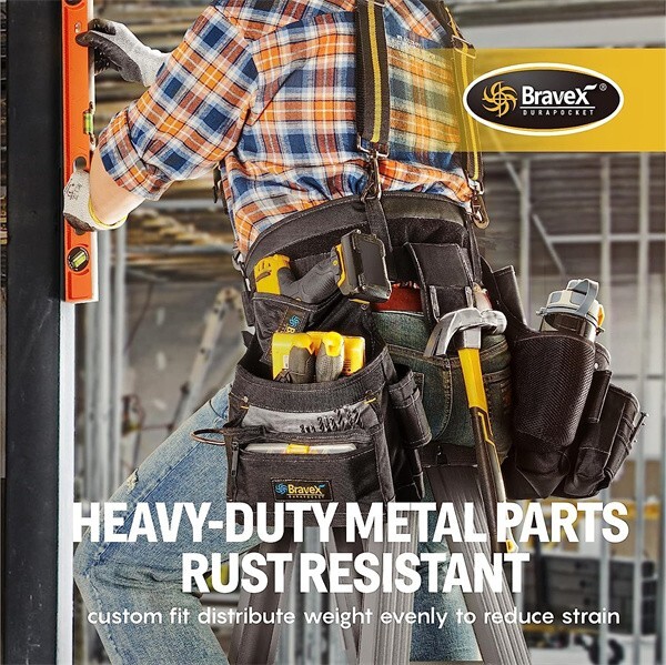 Bravex Tool Belt Tool Vest 20 Bags 1200D Ballistic Nylon For Framers Carpenter