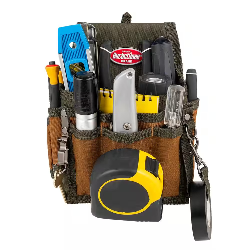 Bucket Boss 54140 Tool Pouch, Tool Pouch, Green, Polyester, 9 Pockets Free Ship