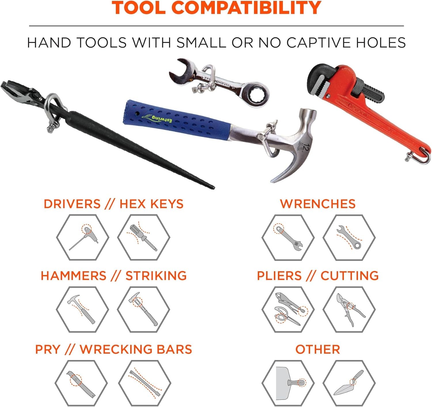 Squids 3790XL Tool Attachment Shackle Stainless Steel 15 Pounds 2-Pack X-Large