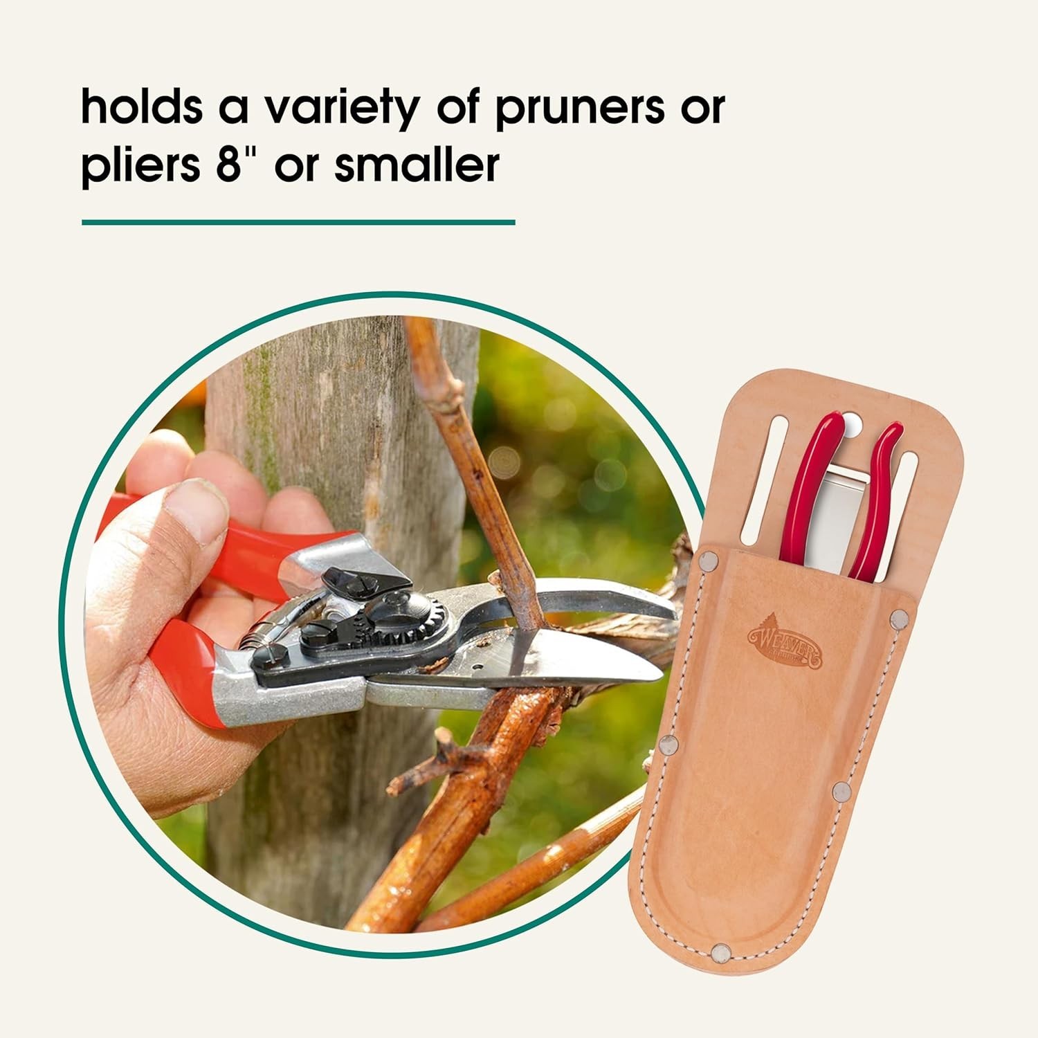 Stylish 8″ Arborist Pruner Pouch in Tan Leather – Perfect for Professionals