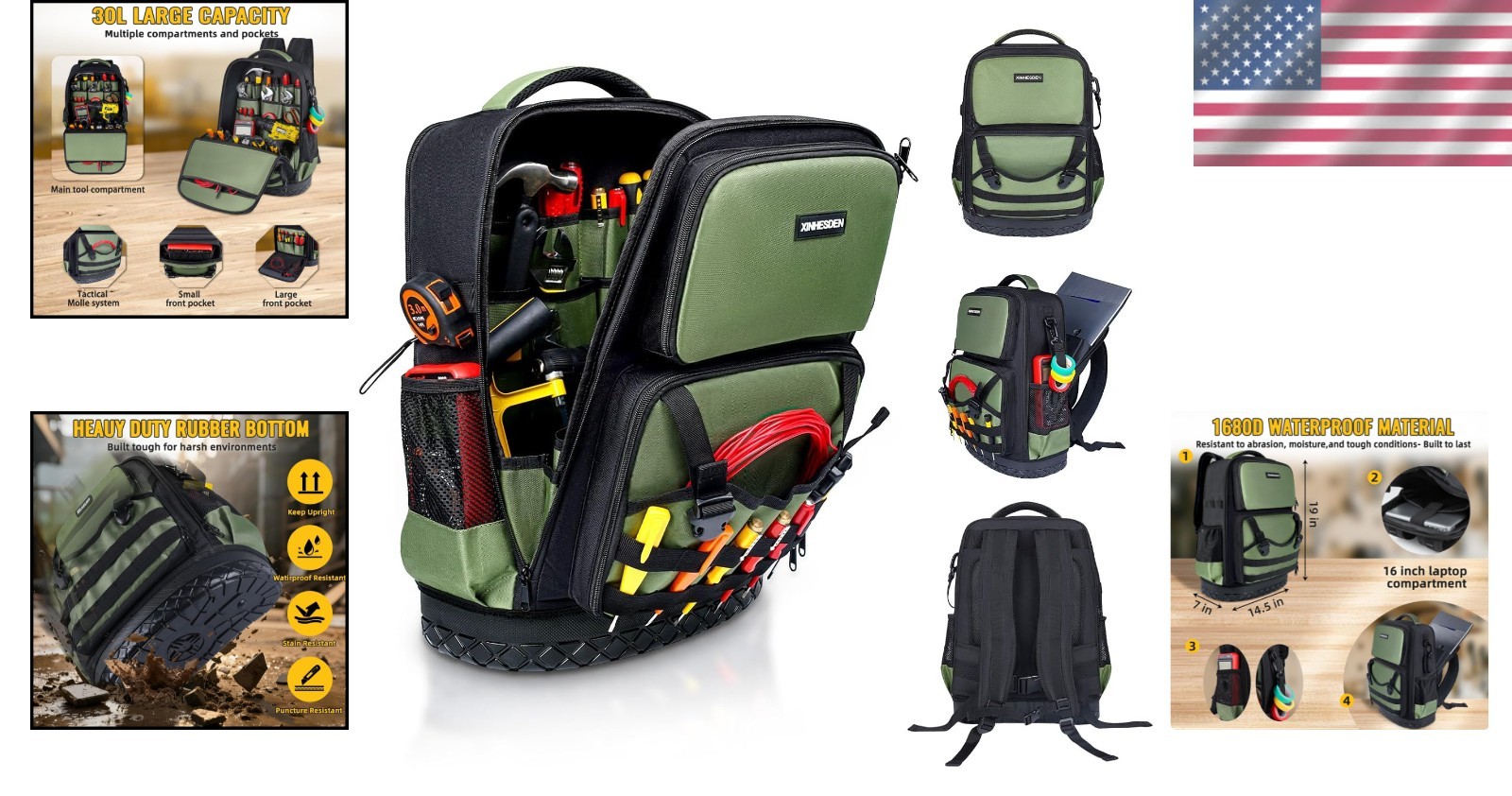 Versatile Tool Backpack for Electricians and HVAC Techs – Waterproof Design