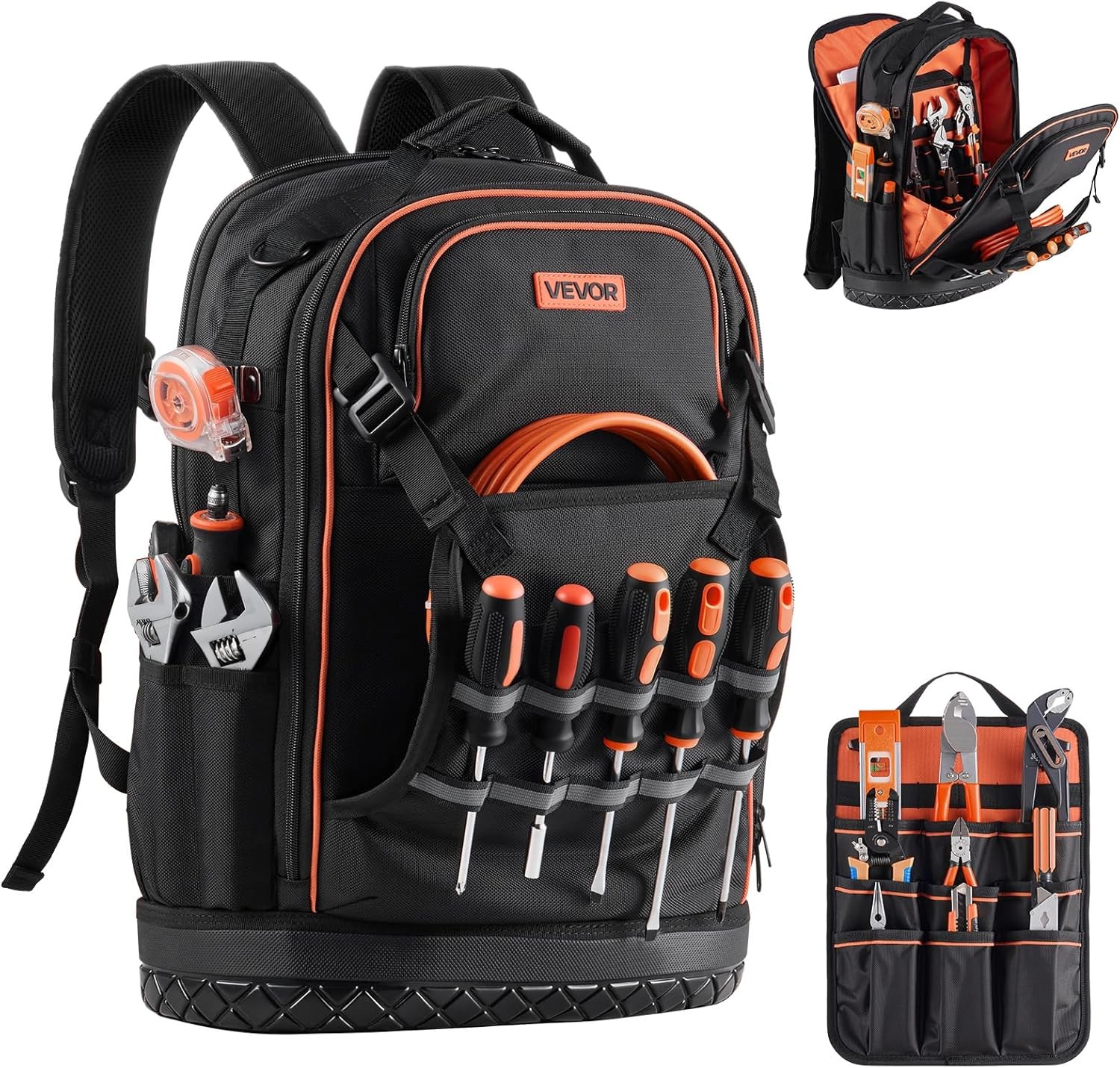 VEVOR Tool Backpack, 65 Pockets, Heavy-duty Tools Storage Organizer Work Bags