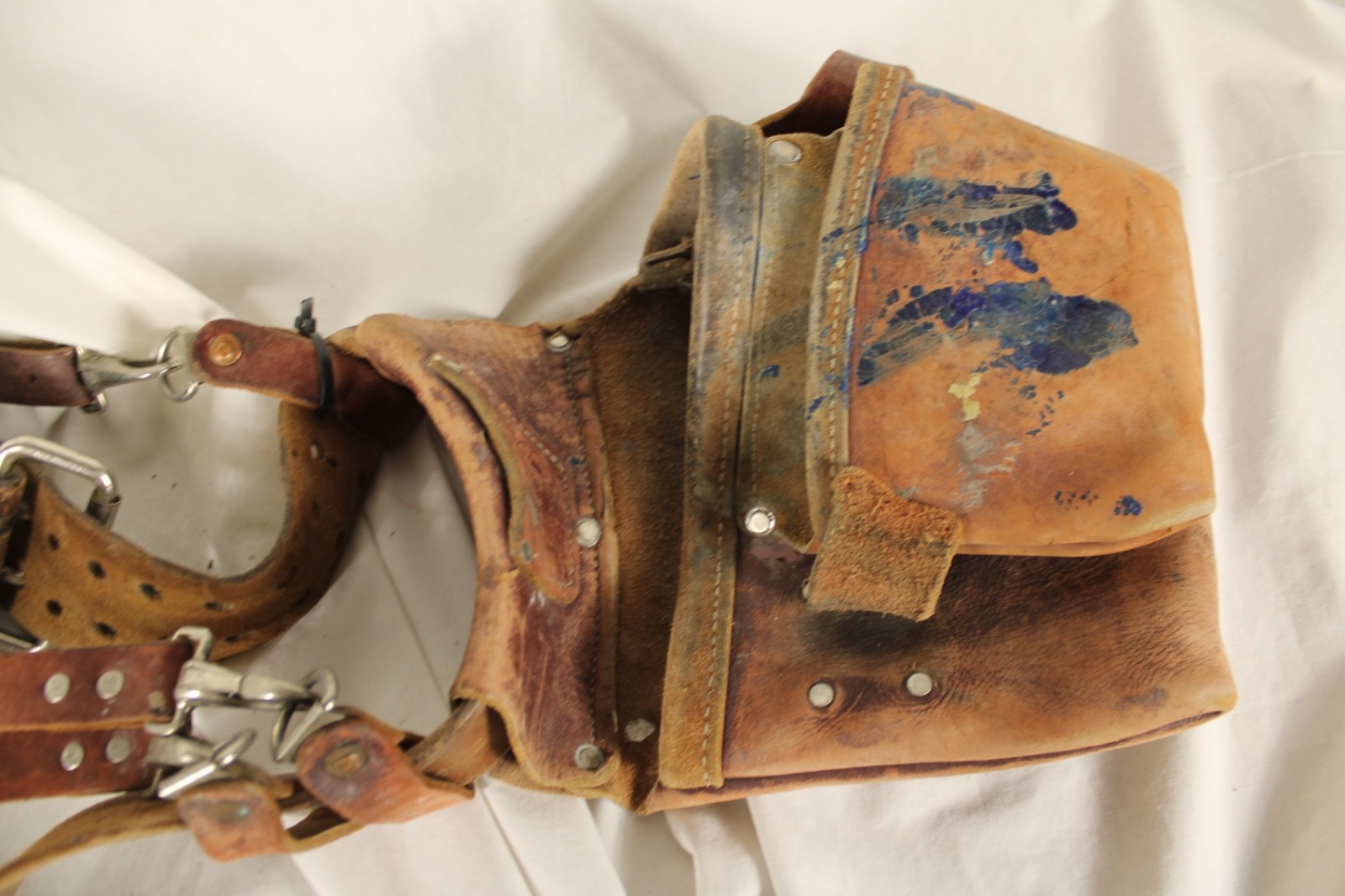Vintage Occidental Leather Framer Tool Bag Belt 42-40 Set Padded Suspenders