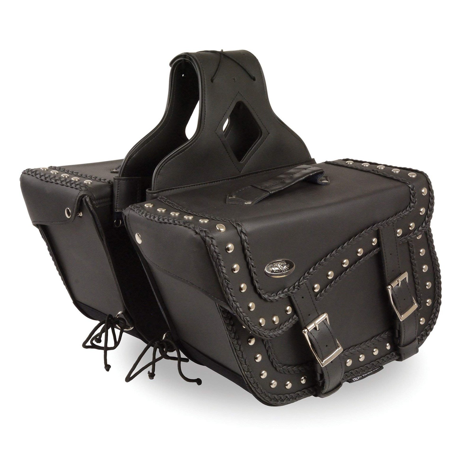 SH66401ZB Black Large ‘Studded and Braided’ Zip-Off PVC Throw Over Motorcycle…