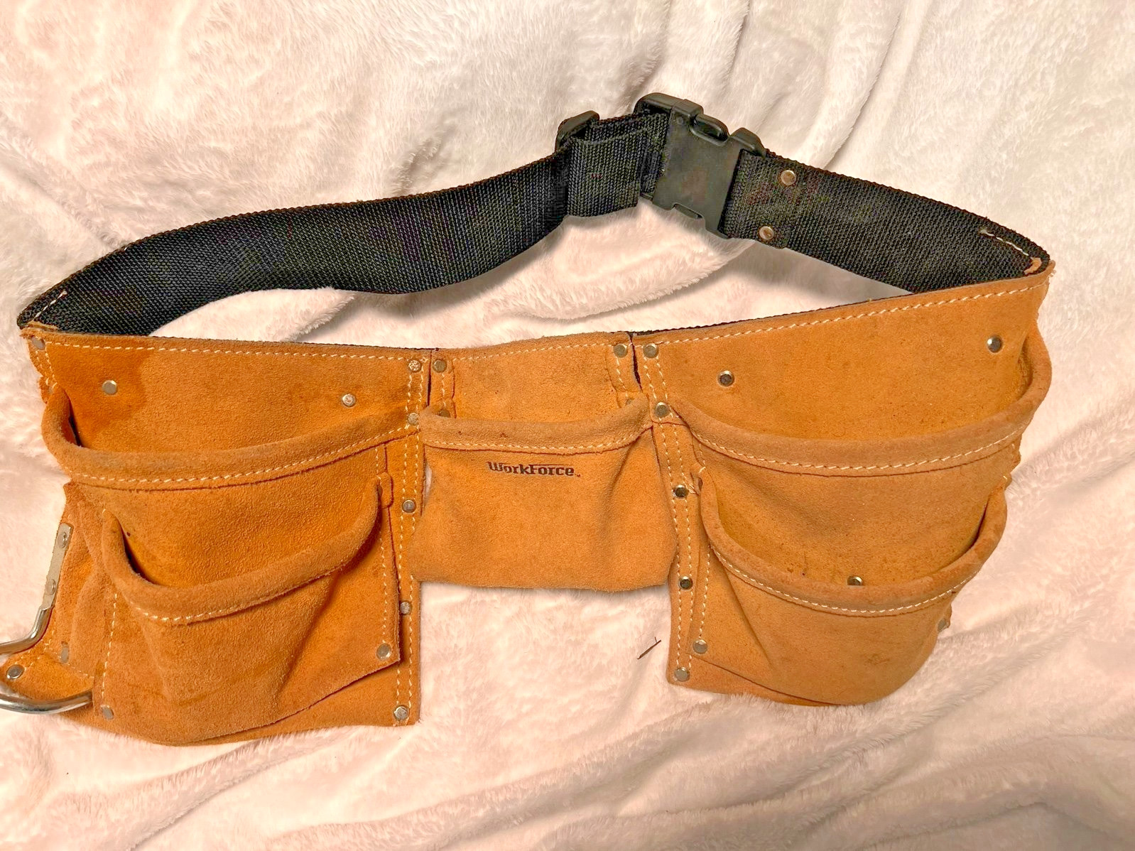 WORK FORCE 1 HAMMER 5 POCKET HEAVY SPLIT COWHIDE LEATHER TOOL BELT