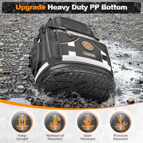 Heavy Duty Tool Backpack for Men, Durable 1680D Organizer with Molded Base & Loc