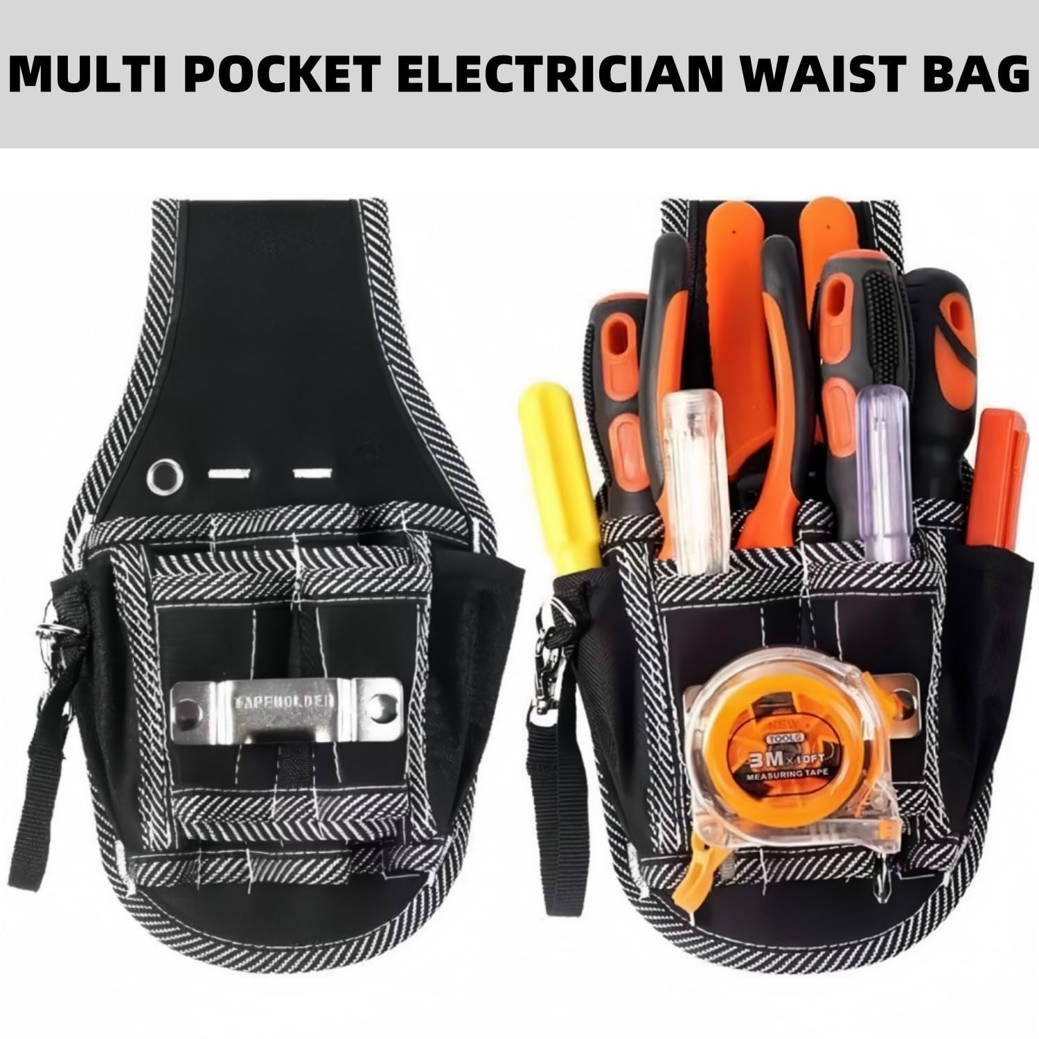 Professional Tool Pouch with 7 Pockets,Oxford Canvas Small Tool Bags, Waterpr…