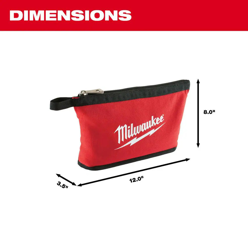 Milwaukee Tool Bag Set 12in Red Zipper Pouch 4 Pack Heavy Duty Canvas Storage