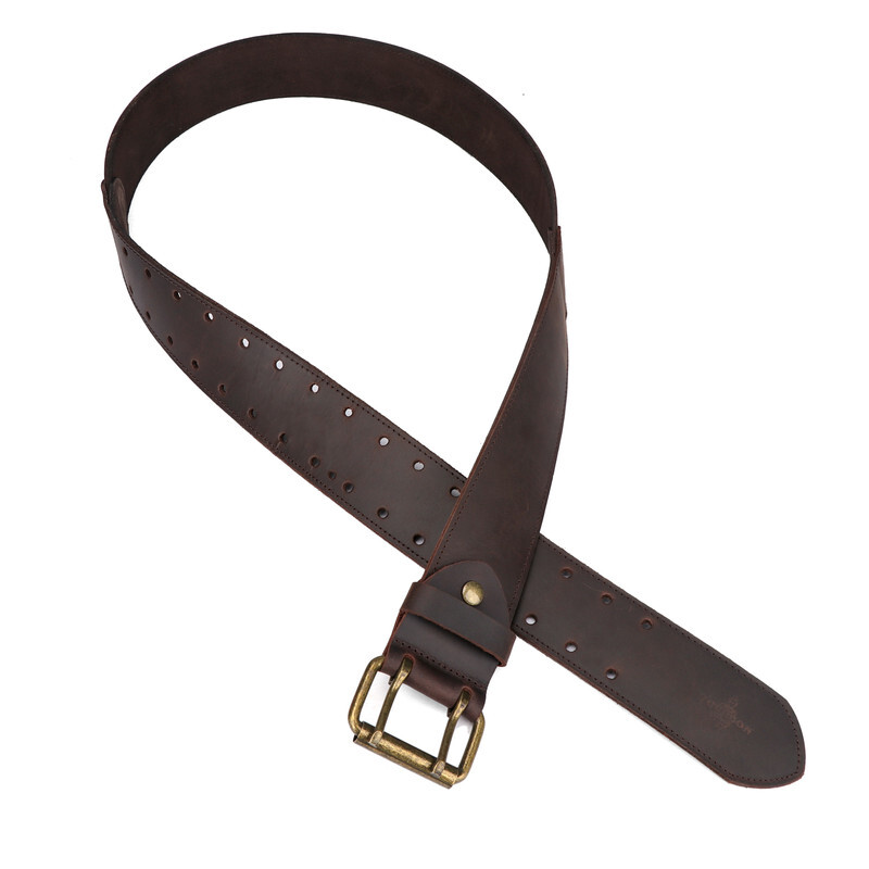 TOURBON Leather Tool Carry Workshop Waist Belt 2″ Double Roller Buckle Rig Belt