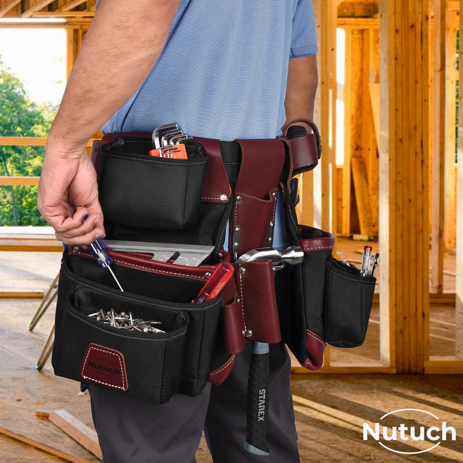 NUTUCH Nylon and Leather Tool Belt | Carpenter Tool Belts | Electrician
