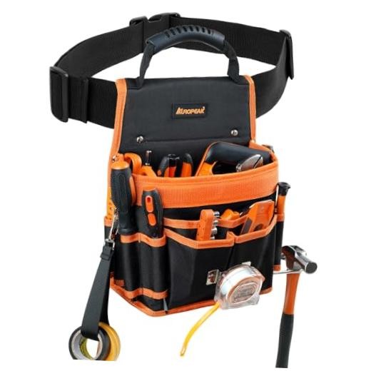 Tool Belt Pouch, 22 Pockets with Hammer Loops & Tape Clip | Durable Nylon