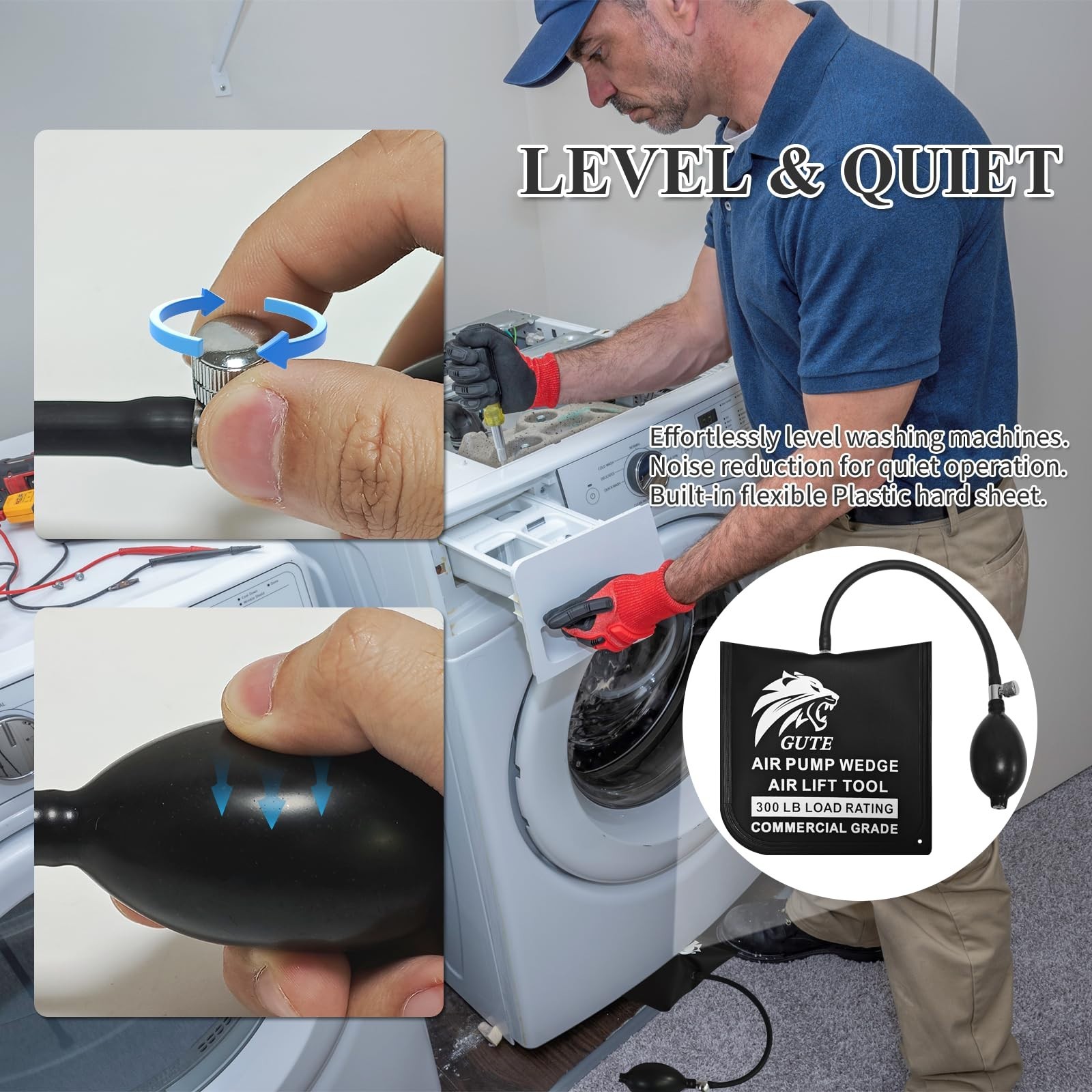 Air Wedge Bag Pump 6 Pack – 300LBS Leveling Alignment Tool Kit, Inflatable Shim,