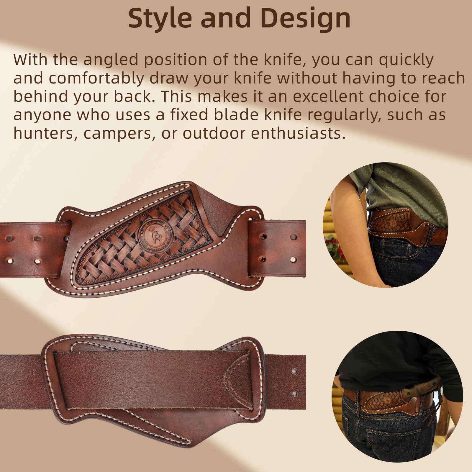 Vintage Leather Fixed Blade Knife Sheath Belt Pouch EDC Knives Carry Pouch
