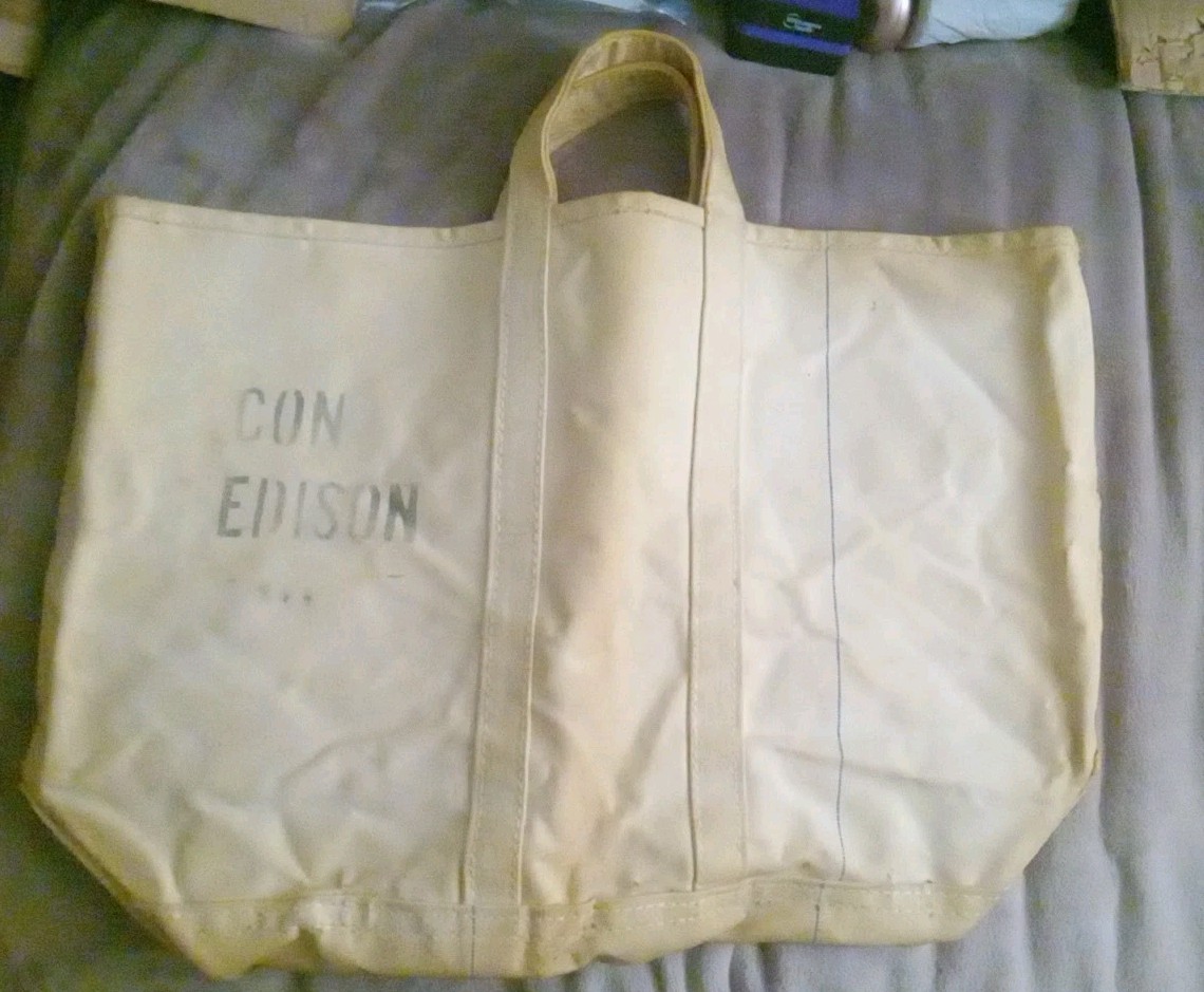 Vintage Con Edison Heavy Canvas Tote Tool Bag White