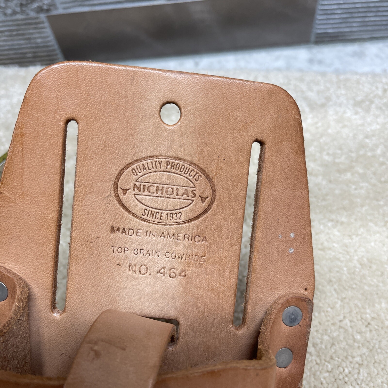 New Old Stock Nicholas Cowhide Small Tape Holder Belt Brown Leather No.464