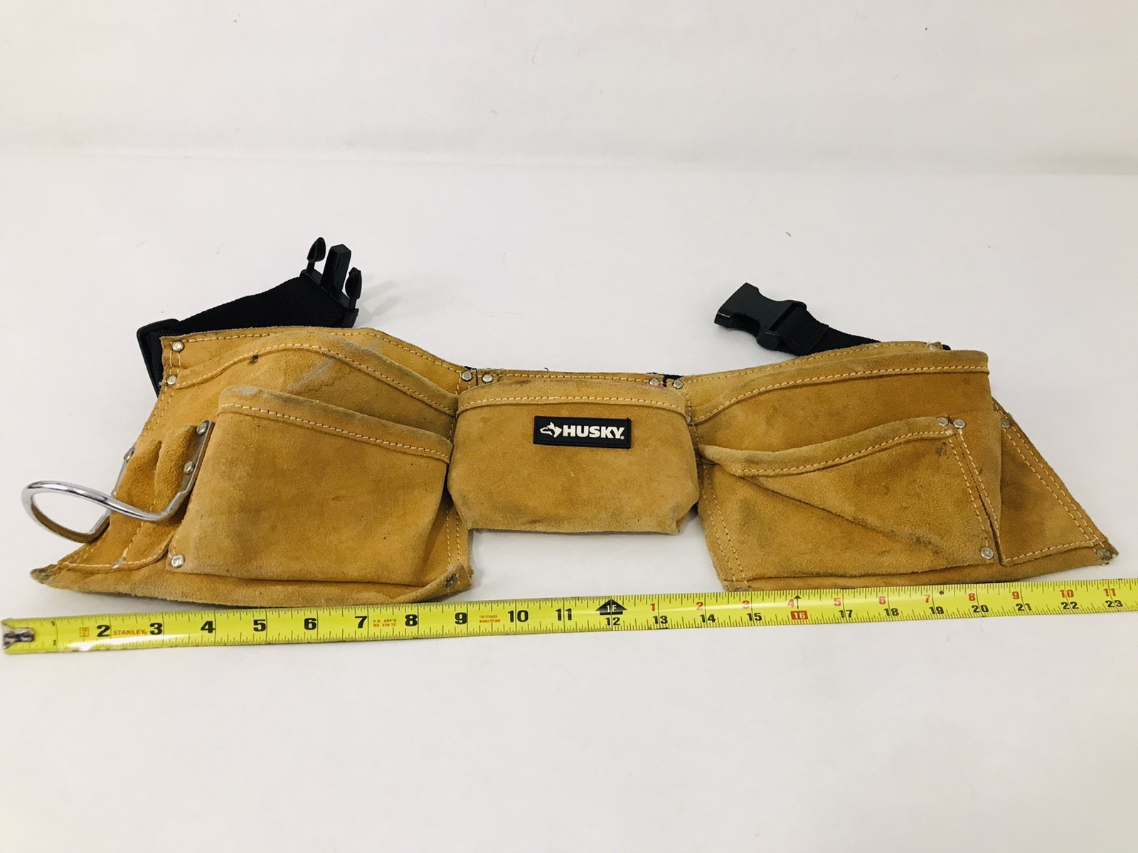 HUSKY NO 370X2 Leather Utility Work Belt With Pouches Custom Leather Craft