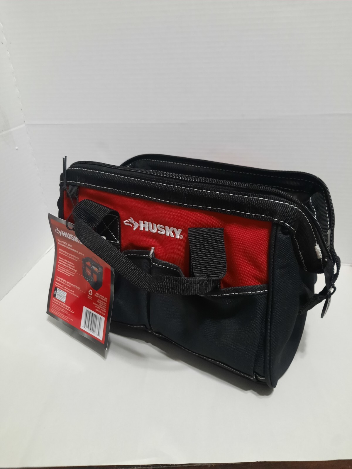 Husky Zippered Tool Bag 12 in 4 Pocket Water Resistant Polyester Standard Duty