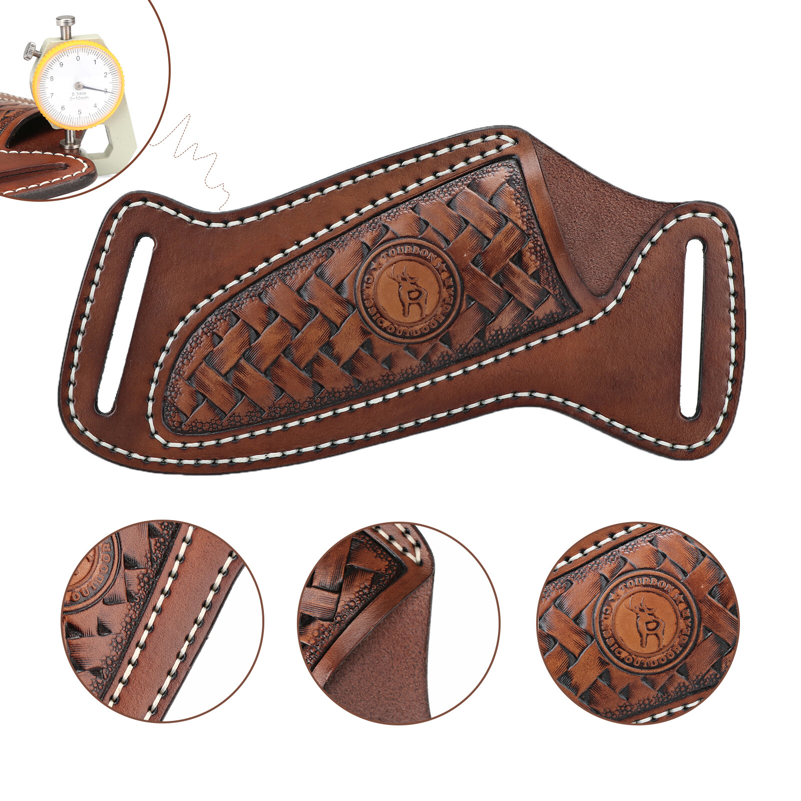 Vintage Leather Fixed Blade Knife Sheath Belt Pouch EDC Knives Carry Pouch