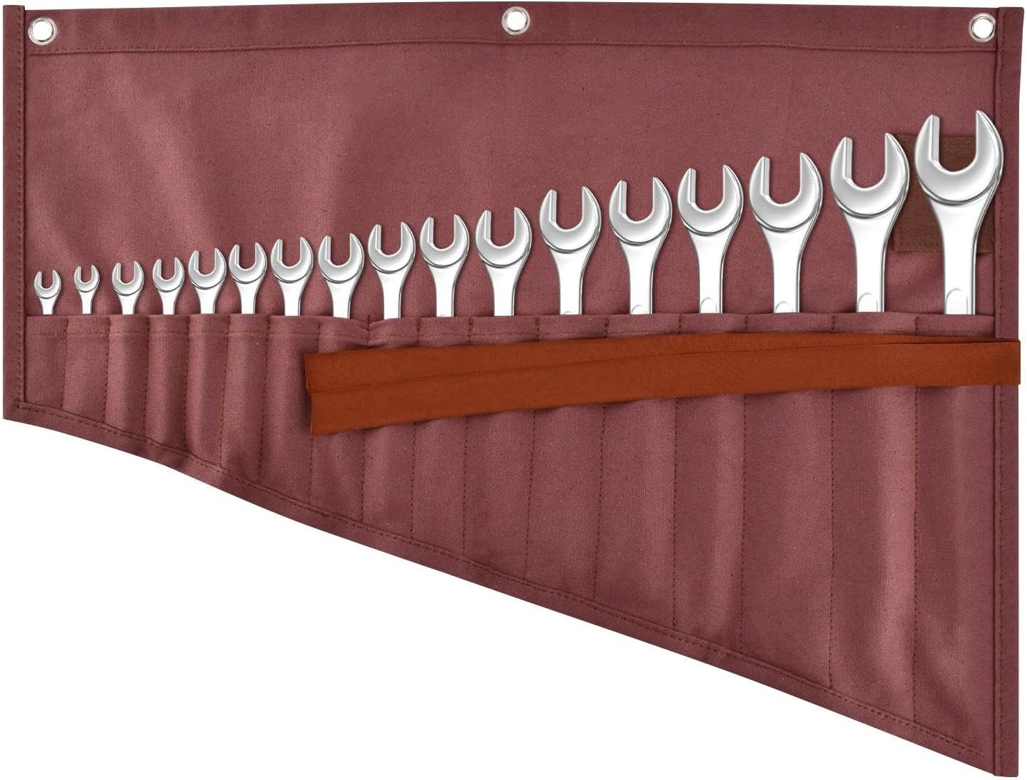 16 Pockets Wrench Roll Organizer Roll up Tool Bag, Multi-Purpose Wrench Roll Po