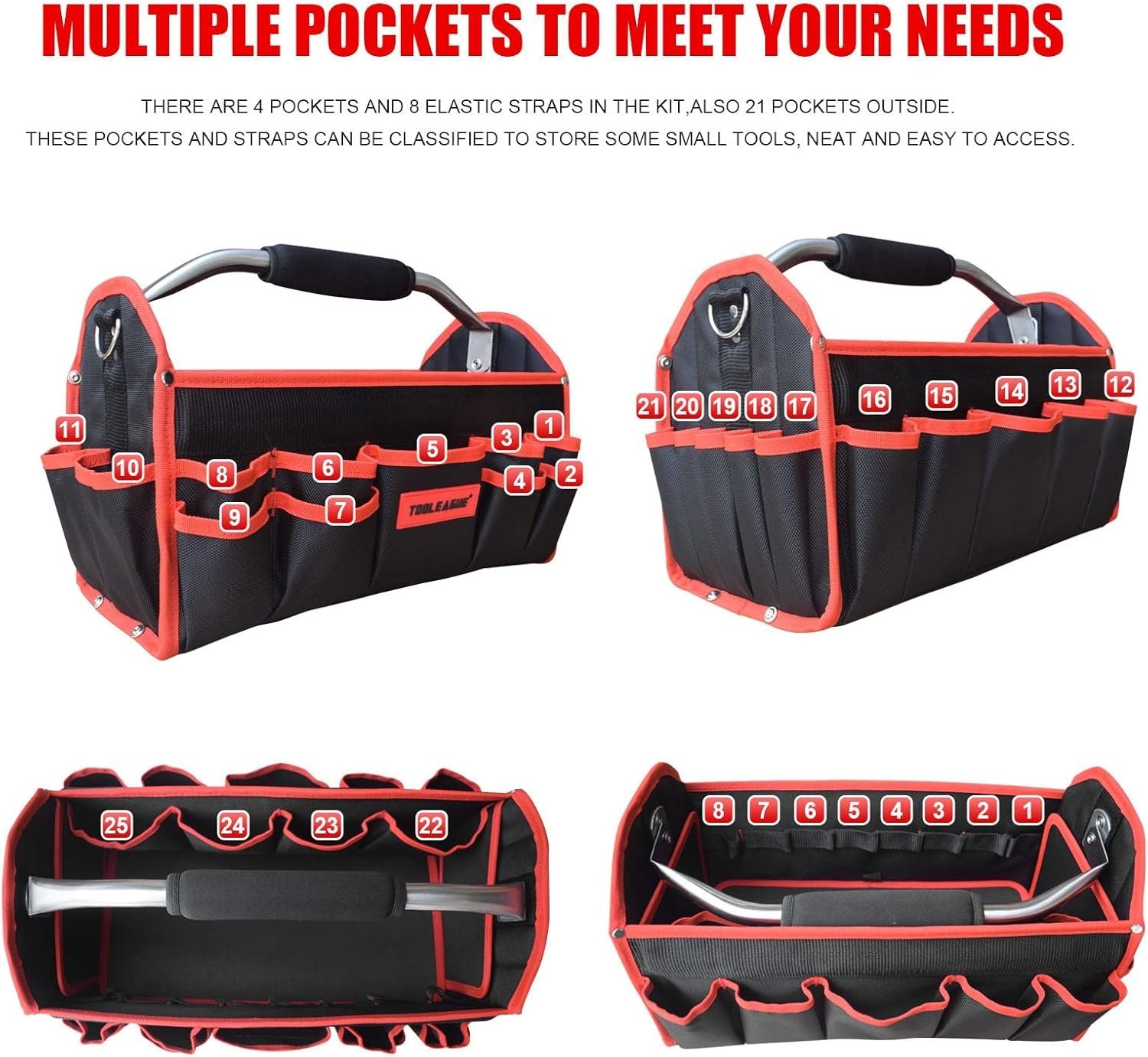 Tool Carrier with Adjustable Shoulder Strap Open Top Veto Tool Bag