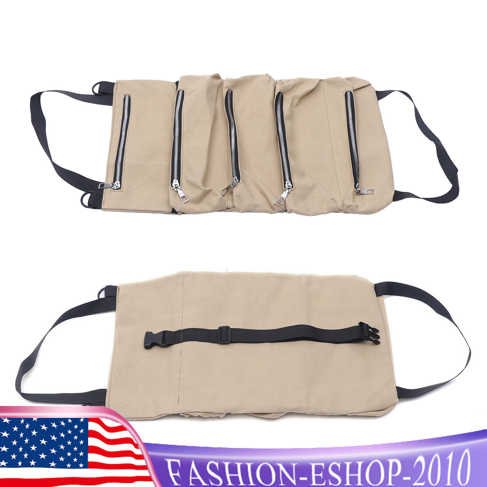 Multi-Purpose Roll Up Tool Bag Wrench Pouch Hanging Organizer Storage 5-Pockets