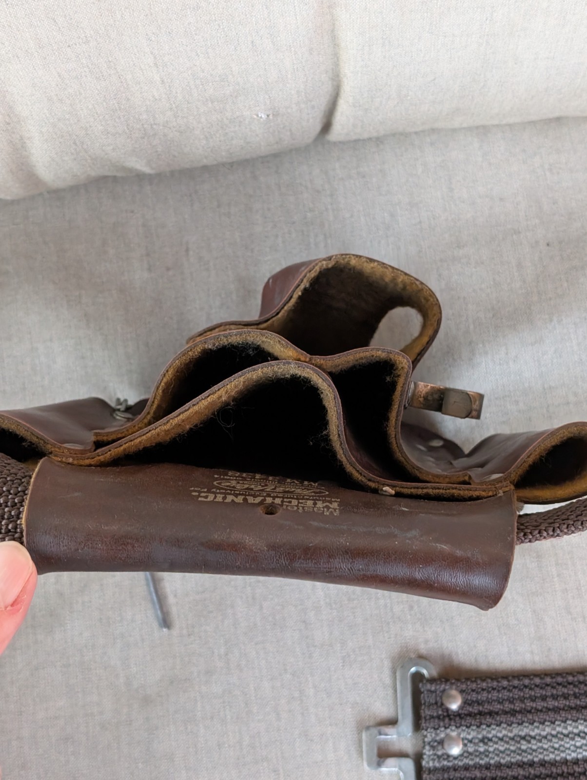 Vintage Master Mechanic Leather Tool Pouch MM 3438 True Value & Web Belt Set