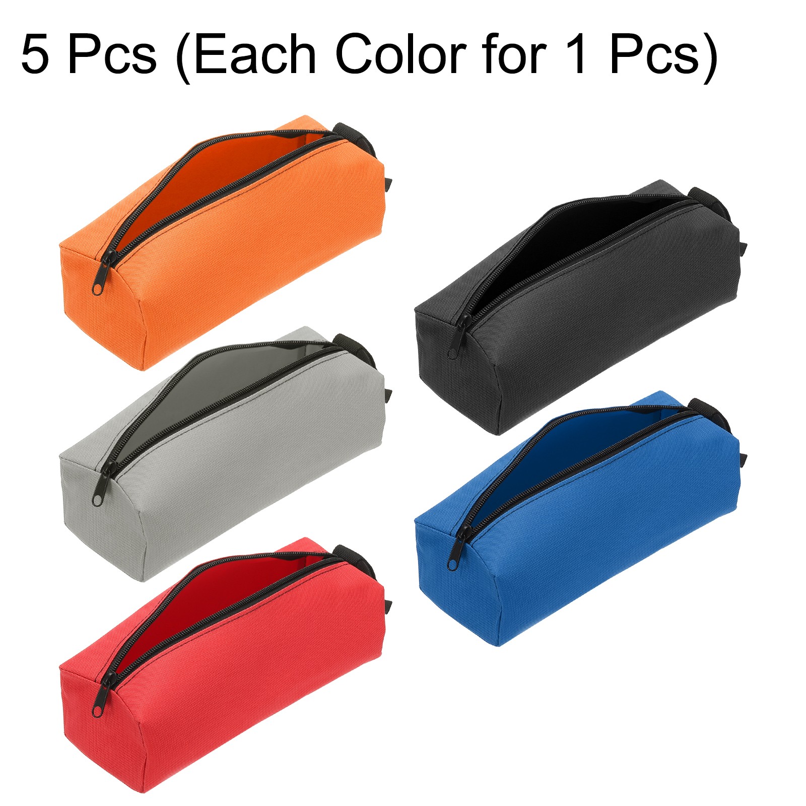 5pcs Zipper Utility Tool Bag 9.8×3.3×2.8 Inch Multi-purpose Tote Bag 5 Color