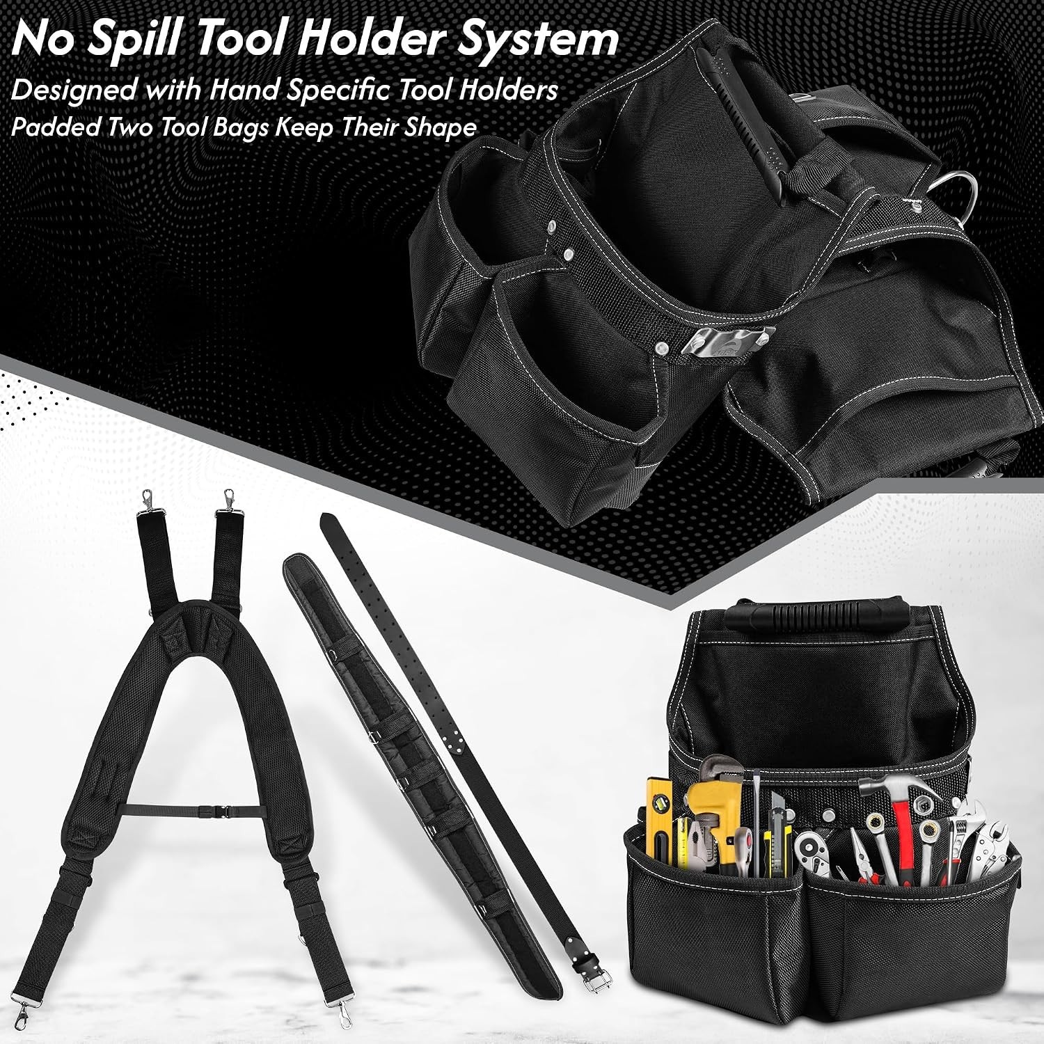 Leather & Nylon Tool Belt with 28 Pockets – Ideal for Professionals