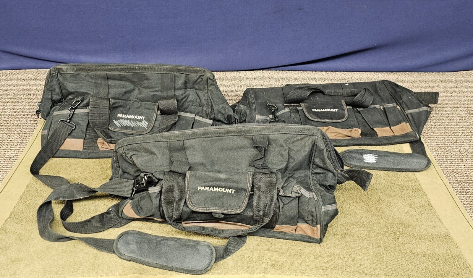 3 Paramount Mechanics Canvas Tool Bags Zipper Bag Black Large Military