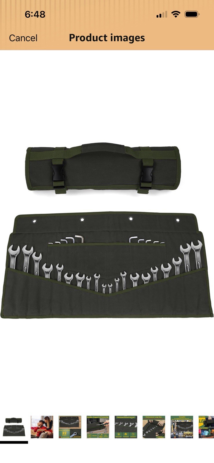 Wrench Roll Up Took Wrench Bag 32 Pocket Heavy Duty Canvas Army Green New