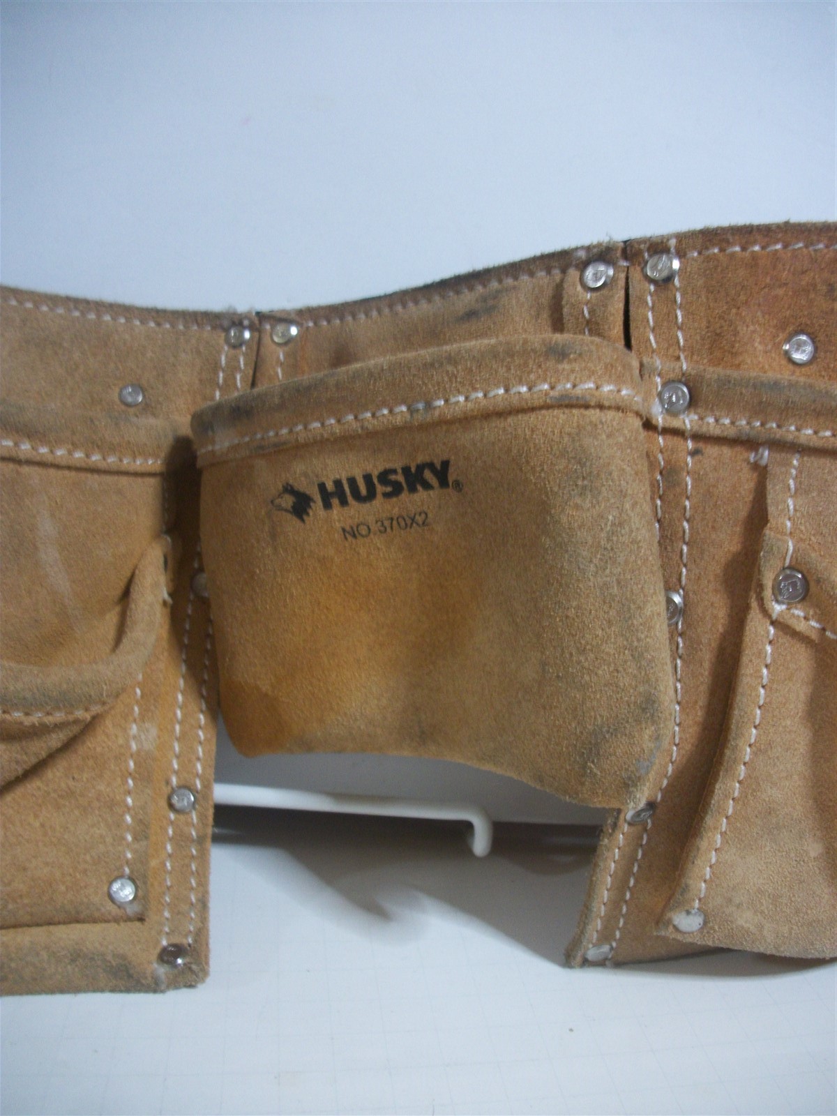 Husky 370×2 Leather Tool Work Belt Hammer Loop by CLC Quickk Release Buckle