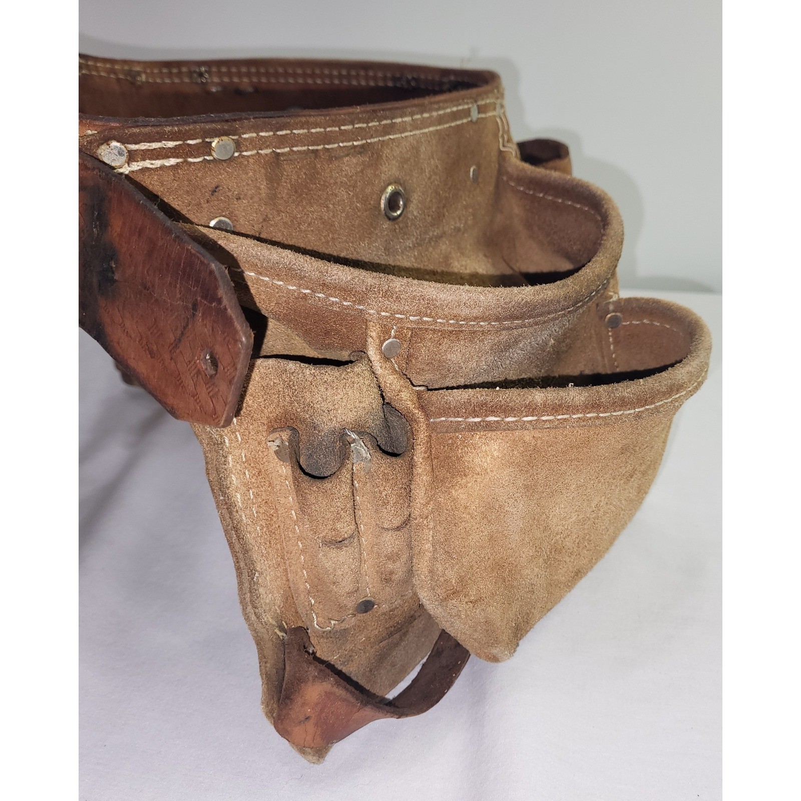 AWP Tool Belt Brown Suede Leather Multi Pouch LS-490-603-X