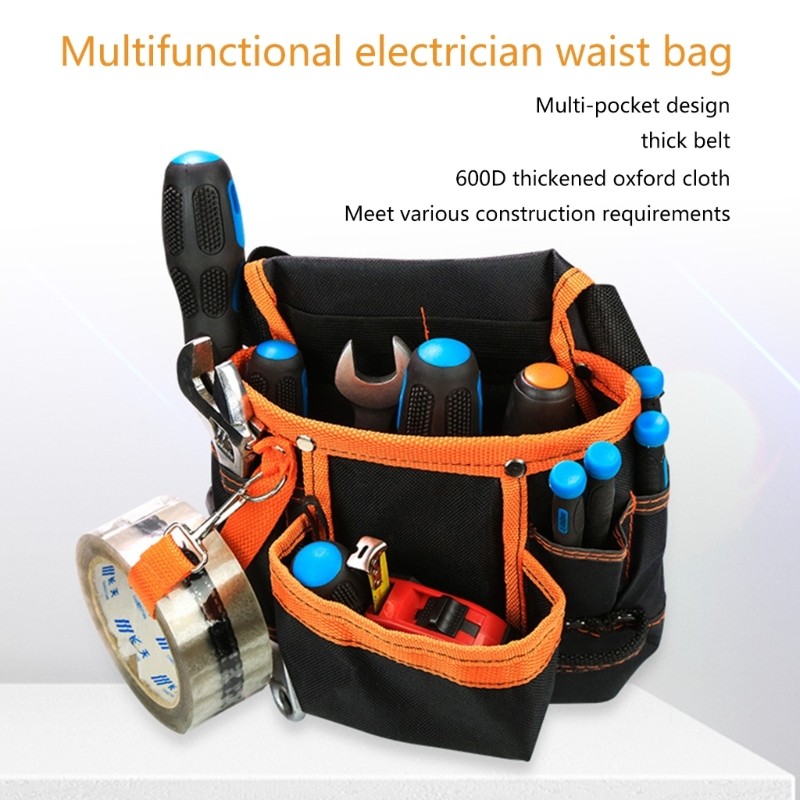Hardware Tool Pouch Waist Bag Electrician Belt Bag 600D Oxford Cloth Tool Bag