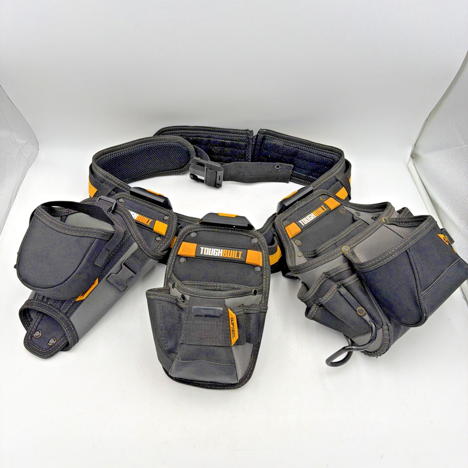 ToughBuilt ClipTech XL Tool Belt + Liner Carpenter Trades 3 Pouch Holster NICE!