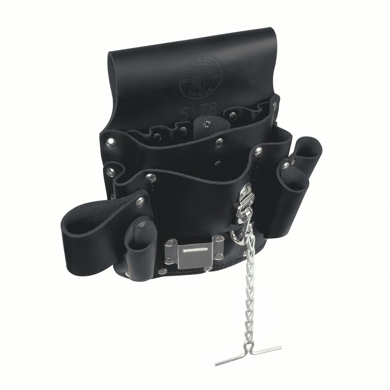 Klein Tools 5178 8-Pocket Tool Pouch, Leather, Tunnel Loop Belt Connection