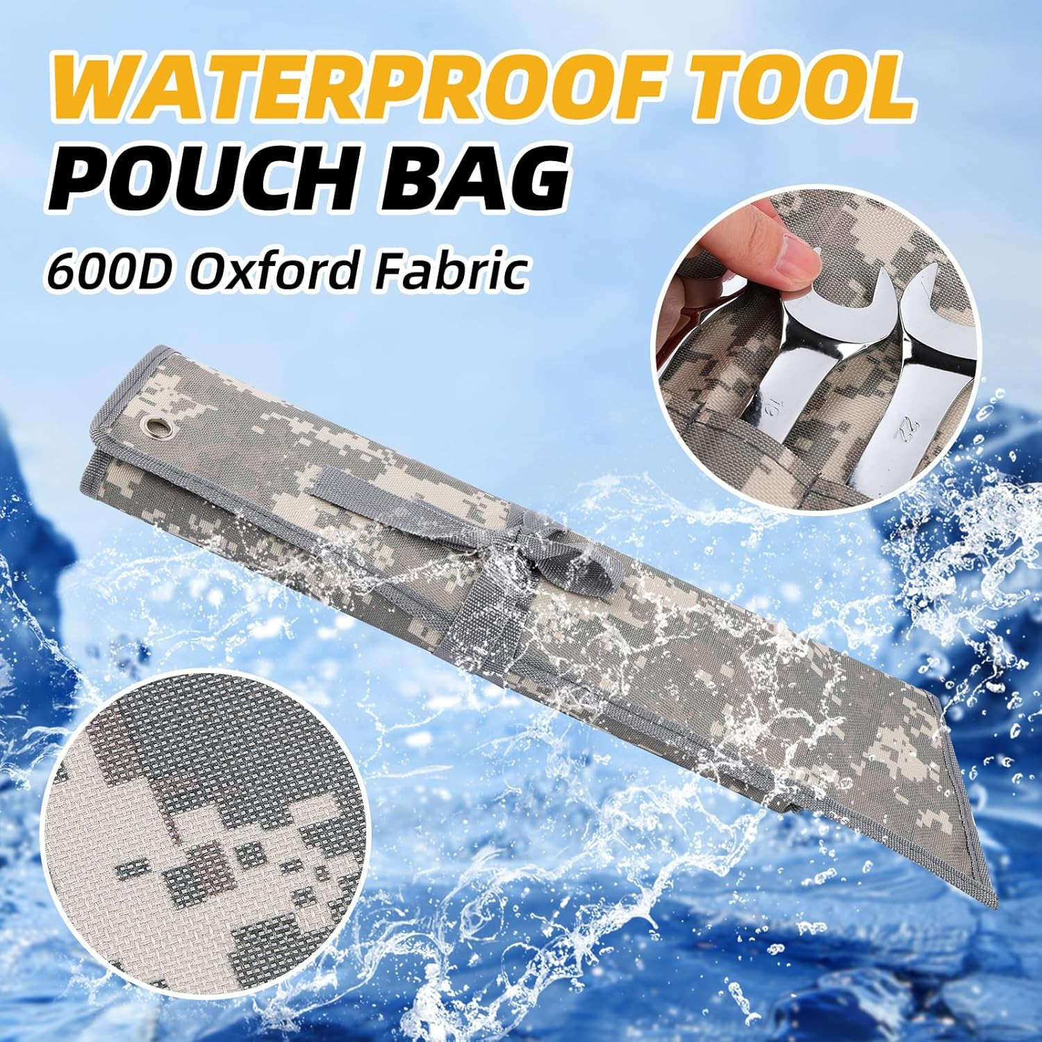 16 Pocket Wrench Roll Organizer�Rolled Tool Pouch Bag�Light Camouflage
