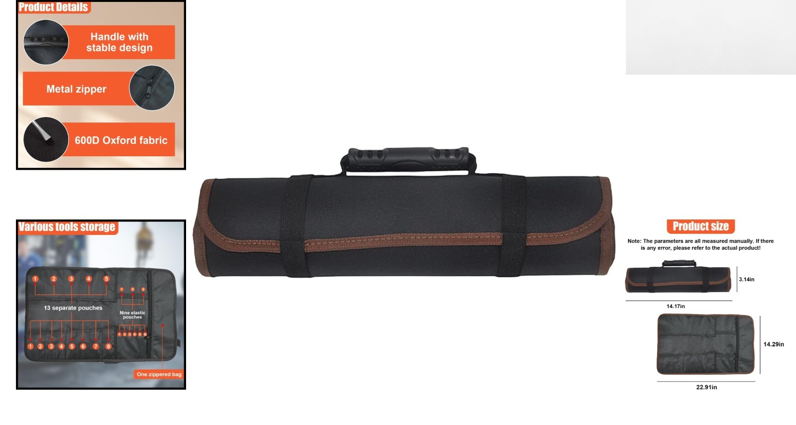Compact Roll-Up Tool Organizer – 23 Pockets with Heavy-Duty Oxford Fabric