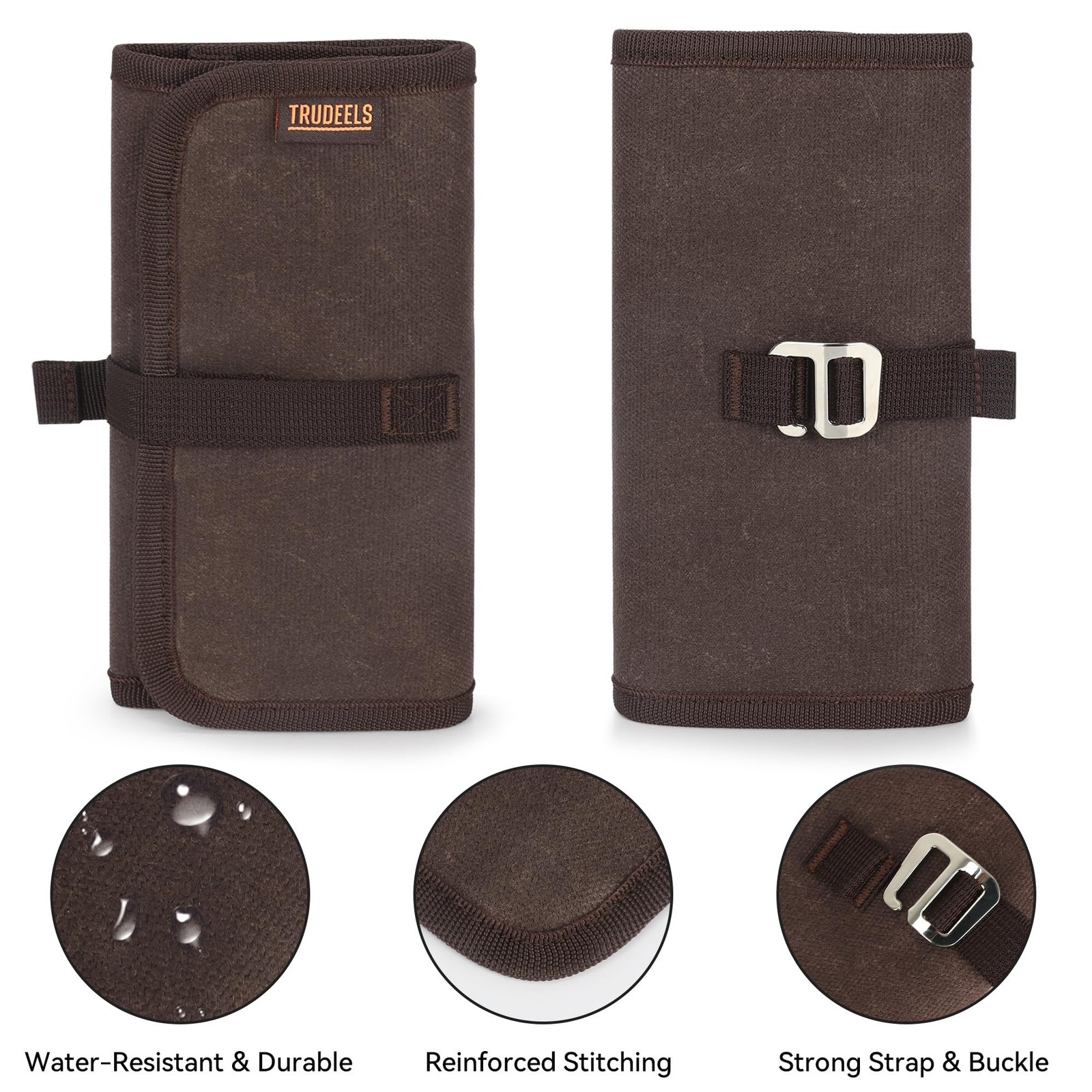 20oz Waxed Canvas Tool Roll Organizer – 10-Pocket Roll-Up Tool Pouch for Hand…