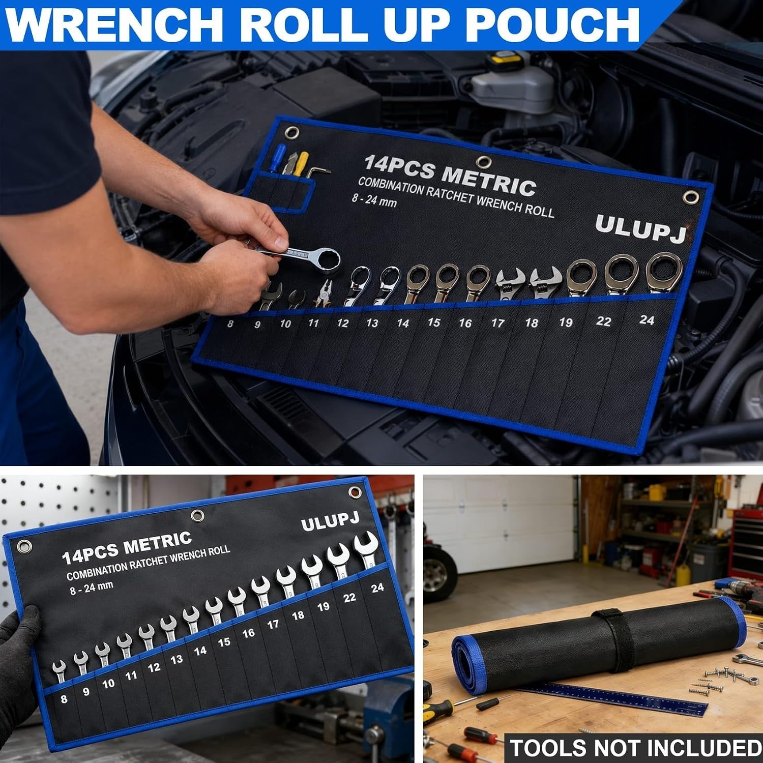 2PCS Wrench Roll Up Pouch, Tool Organizer Storage Bag (13SAE + 14Metric) | Canva