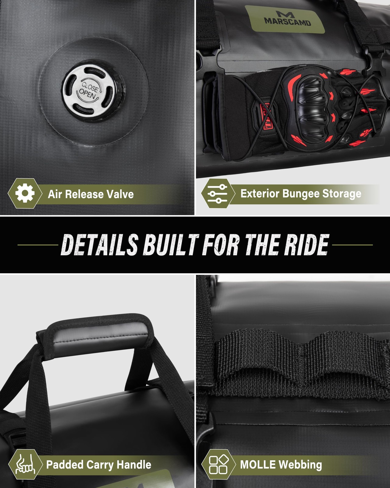 Waterproof Motorcycle Dry Bag, Tail Saddle Luggage with 4 Quick-Release Mount…