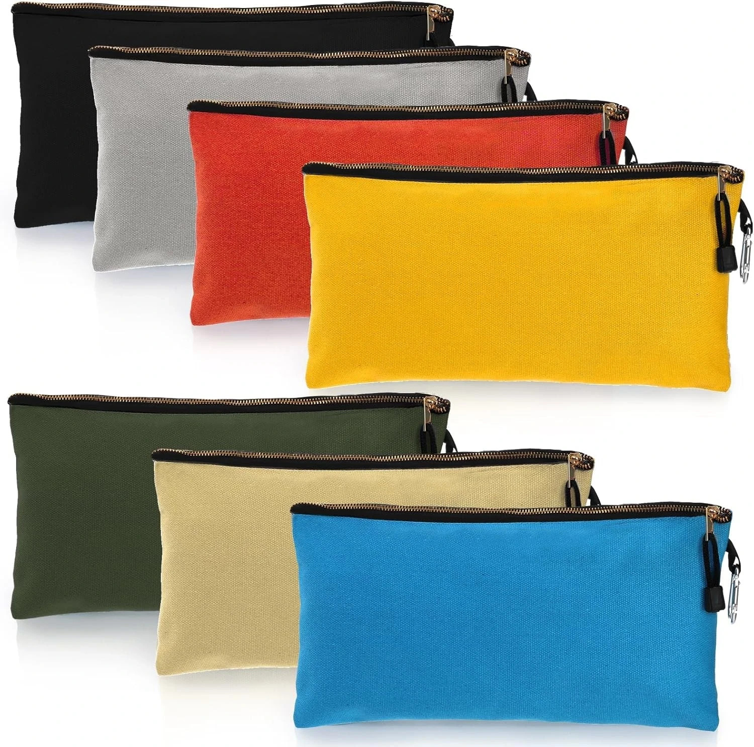 7 Pack Canvas Tool Pouch, 16 OZ Heavy Duty Zipper Utility Bags, 12″ x 7″ Mult…