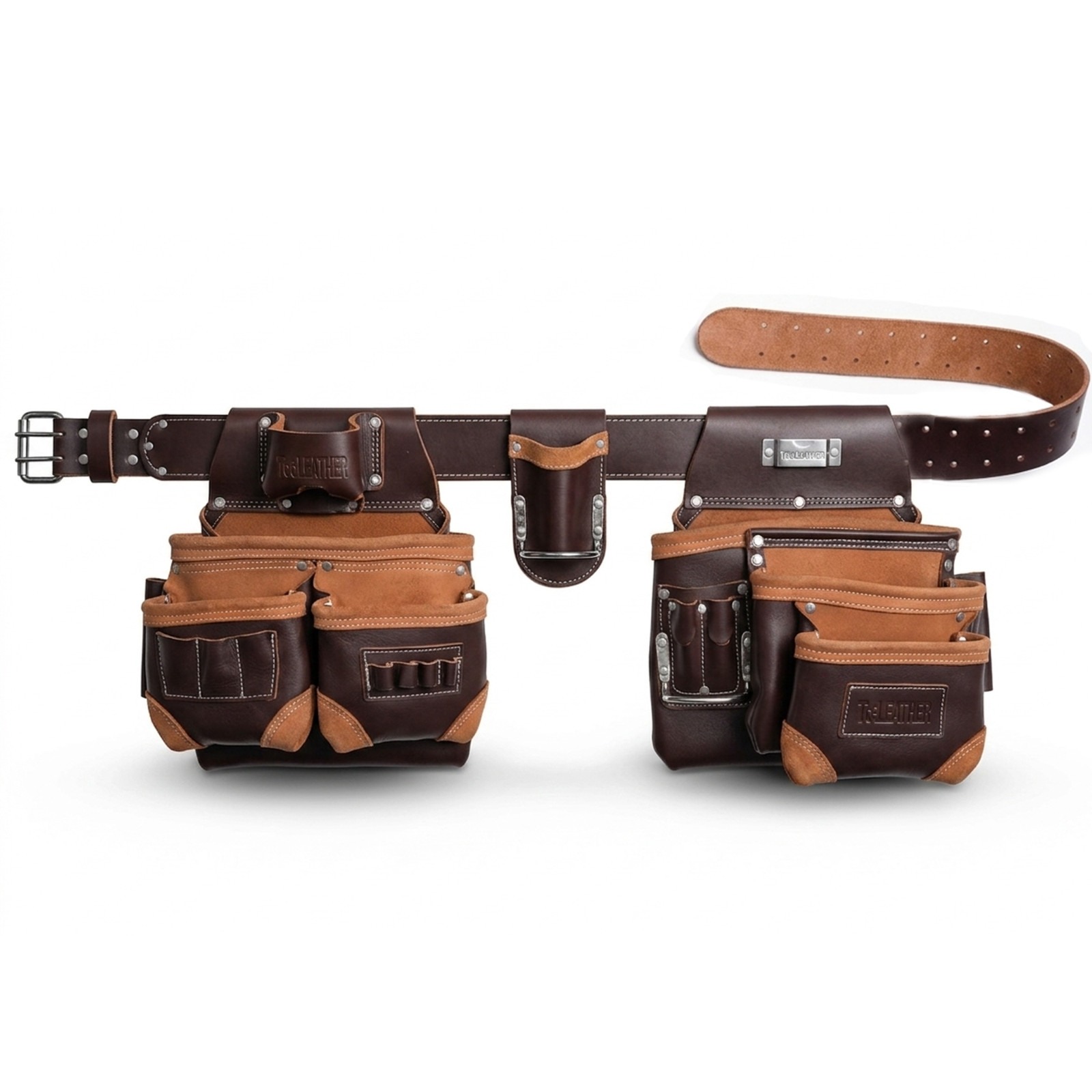Full Grain Leather Tool Belt 28 Pocket Carpenter Electrician Framer Heavy Duty