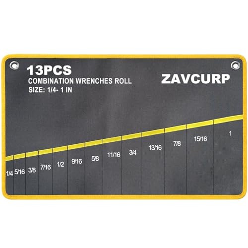 SAE 13 SAE Wrench Roll Up Pouch – Tool Roll – 13 Pockets 1/4-1 IN